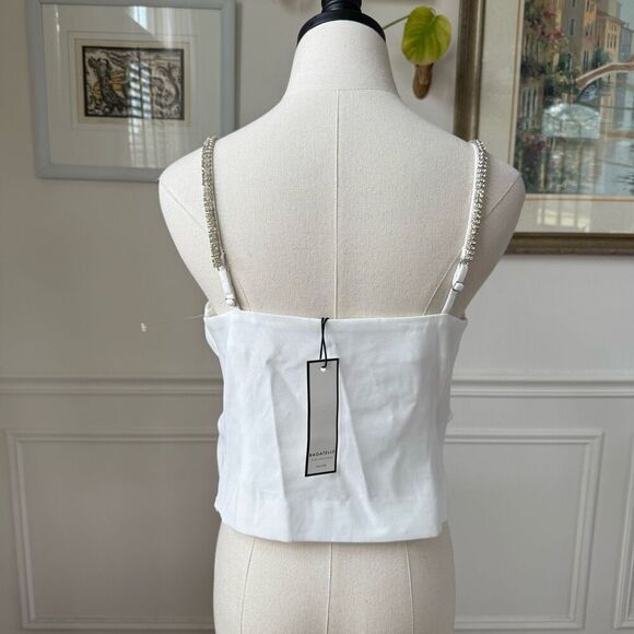 NWT Bagatelle White Large Bow Crop Top Rhinestone Straps 8 - Picture 5 of 11